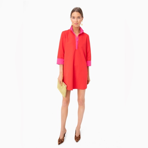 Tuckernuck Dresses & Skirts - New Tuckernuck Pink and Red Colorblock Megan Taffeta Dress